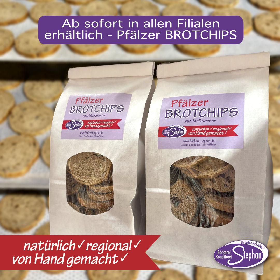 Natürlich, regional und von Hand gemacht - Pfälzer BROTCHIPS aus Maikammer Natürlich, regional und von Hand gemacht - Pfälzer BROTCHIPS aus Maikammer